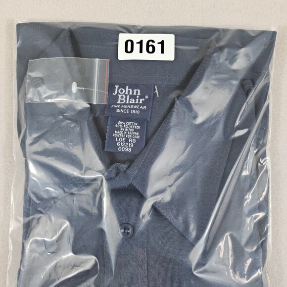 John Blair Mens Shirt L Navy Polo Golf Chest Pockets Grandpacore Grandpa Dad - Picture 7 of 7
